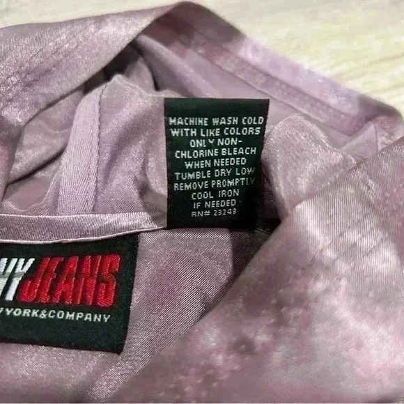 NY Jeans New York & Company Women’s Satin Hooded Zip Up Jacket Purple Size L - Picture 4 of 7